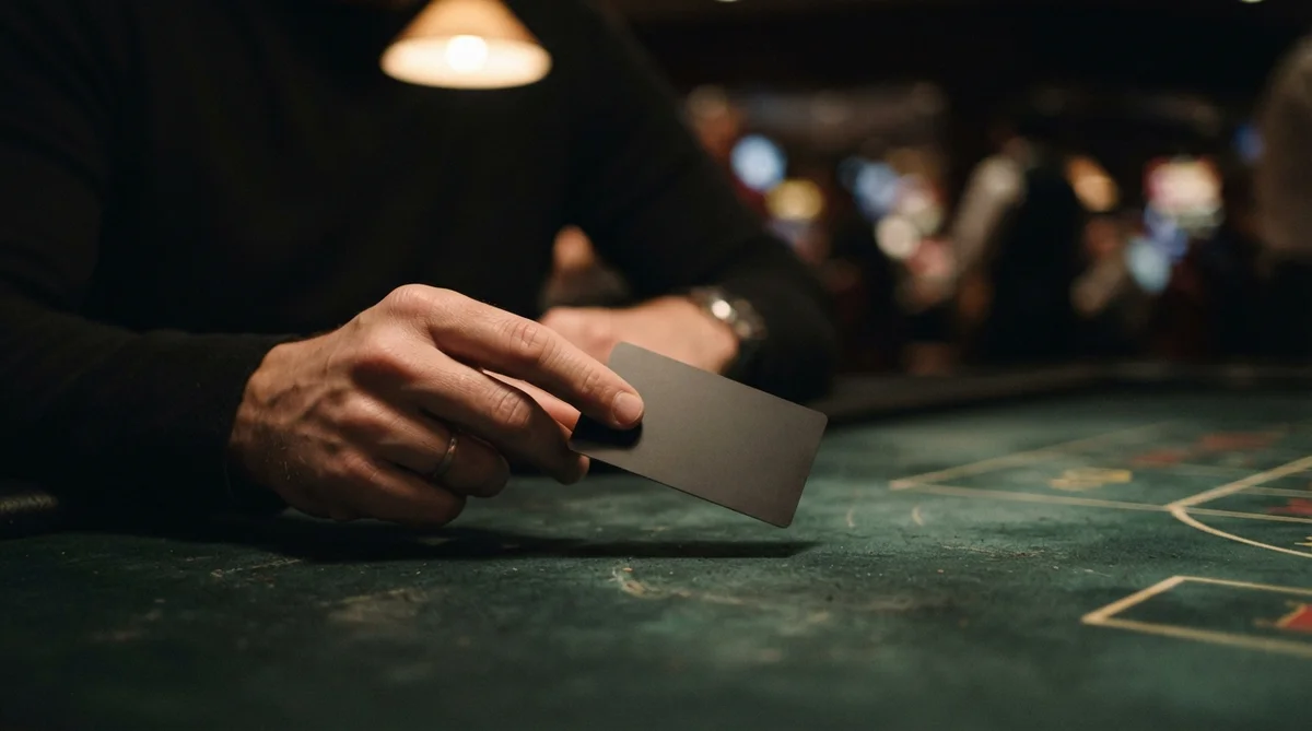 A close-up, shallow depth of field editorial photograph of a person's hand cautiously holding a plain